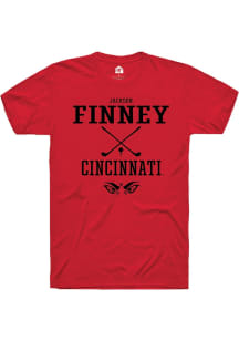 Jackson Finney  Cincinnati Bearcats Red Rally NIL Sport Icon Short Sleeve T Shirt