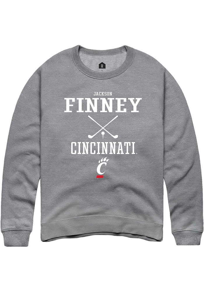 Jackson Finney Rally Cincinnati Bearcats Mens Grey NIL Sport Icon Long Sleeve Crew Sweatshirt