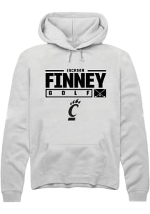 Jackson Finney  Rally Cincinnati Bearcats Mens White NIL Stacked Box Long Sleeve Hoodie