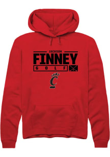 Jackson Finney  Rally Cincinnati Bearcats Mens Red NIL Stacked Box Long Sleeve Hoodie