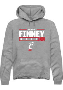 Jackson Finney  Rally Cincinnati Bearcats Mens Graphite NIL Stacked Box Long Sleeve Hoodie