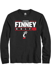 Jackson Finney  Cincinnati Bearcats Black Rally NIL Stacked Box Long Sleeve T Shirt