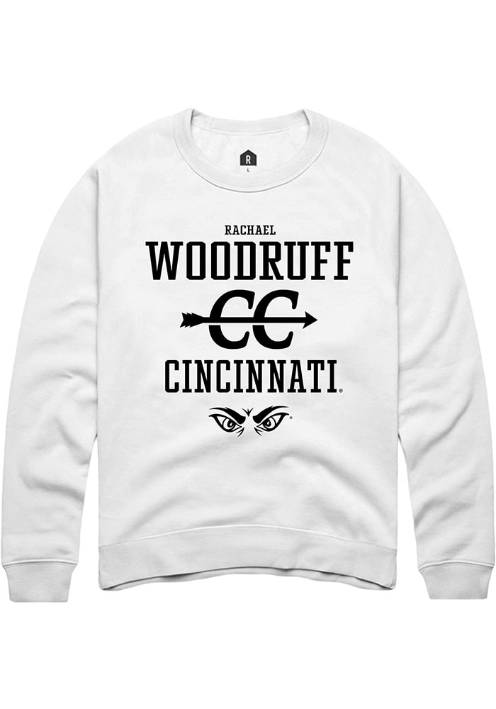 Rachael Woodruff Rally Cincinnati Bearcats Mens White NIL Sport Icon Long Sleeve Crew Sweatshirt