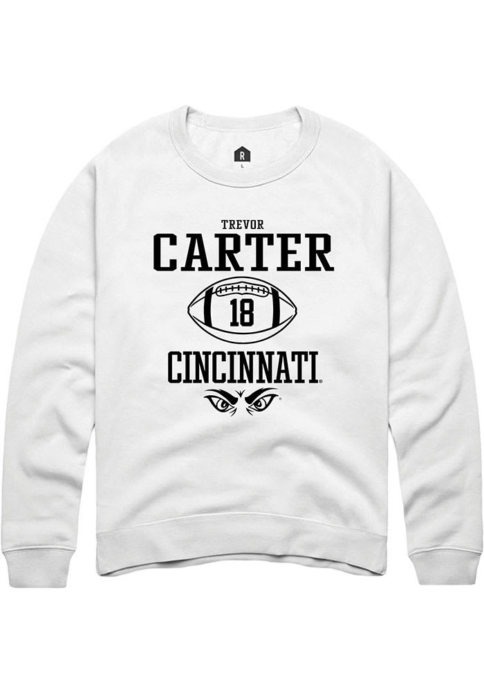 Trevor Carter Rally Cincinnati Bearcats Mens White NIL Sport Icon Long Sleeve Crew Sweatshirt