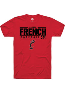 Carson French  Cincinnati Bearcats Red Rally NIL Stacked Box Short Sleeve T Shirt