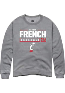 Carson French  Rally Cincinnati Bearcats Mens Graphite NIL Stacked Box Long Sleeve Crew Sweatshi..