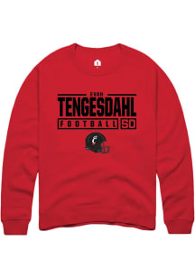 Evan Tengesdahl  Rally Cincinnati Bearcats Mens Red NIL Stacked Box Long Sleeve Crew Sweatshirt