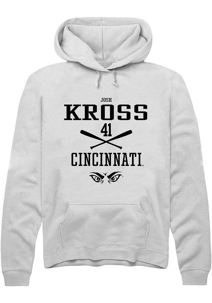 Josh Kross Rally Cincinnati Bearcats Mens White NIL Sport Icon Long Sleeve Hoodie