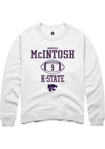 Donovan McIntosh Rally Mens White K-State Wildcats NIL Sport Icon Crew Sweatshirt