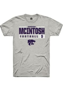 Donovan McIntosh Ash K-State Wildcats NIL Stacked Box Short Sleeve T Shirt