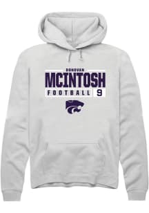 Donovan McIntosh Rally Mens White K-State Wildcats NIL Stacked Box Hooded Sweatshirt