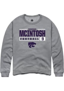 Donovan McIntosh Rally Mens Graphite K-State Wildcats NIL Stacked Box Crew Sweatshirt