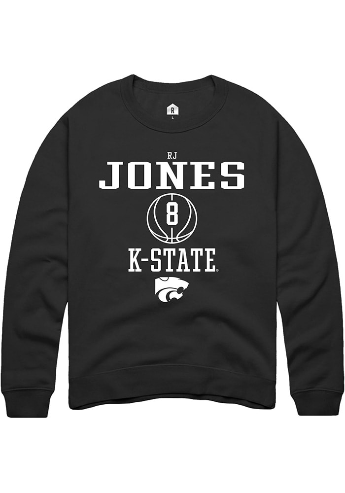 RJ Jones Rally K-State Wildcats Mens Black NIL Sport Icon Long Sleeve Crew Sweatshirt