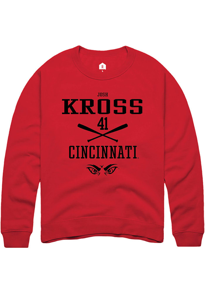 Josh Kross Rally Cincinnati Bearcats Mens Red NIL Sport Icon Long Sleeve Crew Sweatshirt