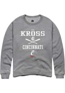 Josh Kross  Rally Cincinnati Bearcats Mens Grey NIL Sport Icon Long Sleeve Crew Sweatshirt