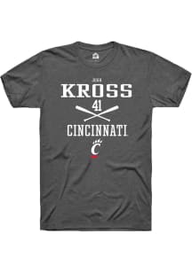 Josh Kross  Cincinnati Bearcats Dark Grey Rally NIL Sport Icon Short Sleeve T Shirt