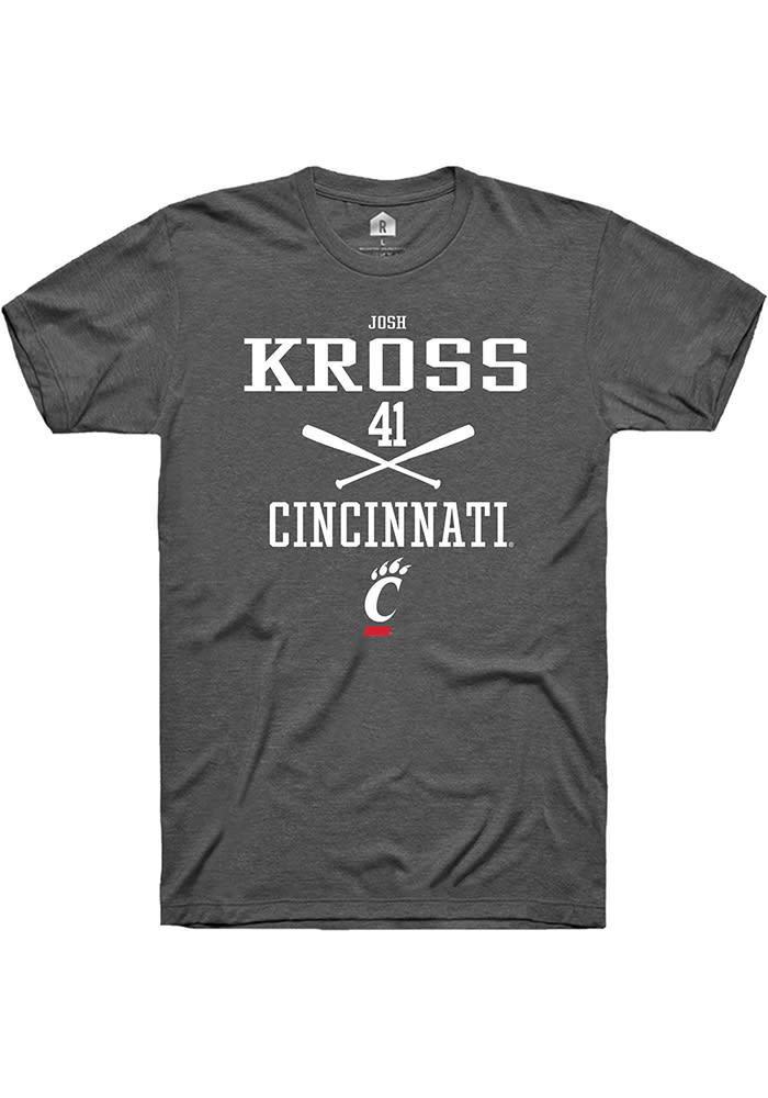 Josh Kross Cincinnati Bearcats Grey Rally NIL Sport Icon Short Sleeve T Shirt