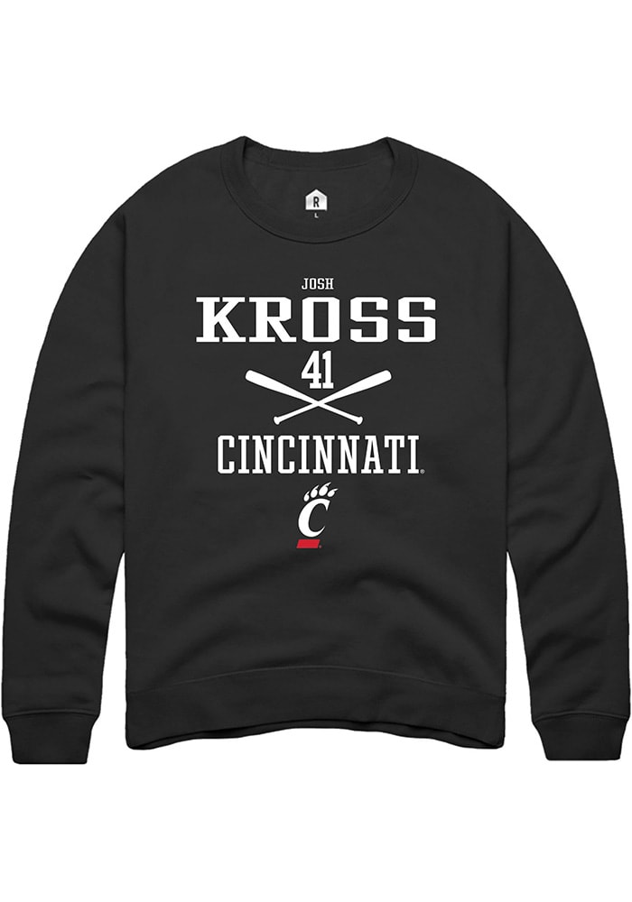Josh Kross Rally Cincinnati Bearcats Mens Black NIL Sport Icon Long Sleeve Crew Sweatshirt