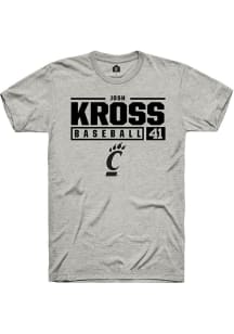 Josh Kross  Cincinnati Bearcats Ash Rally NIL Stacked Box Short Sleeve T Shirt