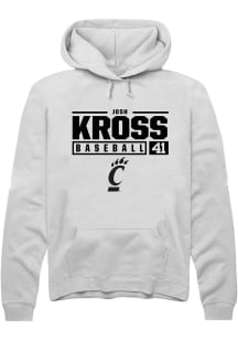 Josh Kross  Rally Cincinnati Bearcats Mens White NIL Stacked Box Long Sleeve Hoodie