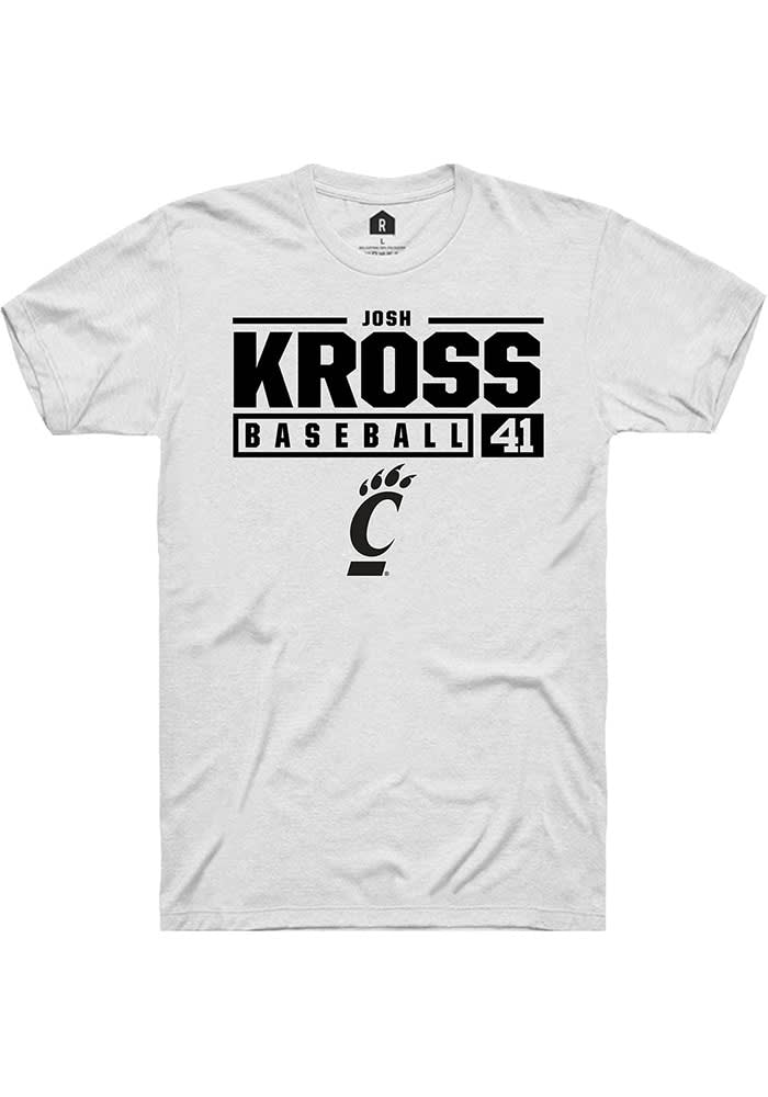 Josh Kross Cincinnati Bearcats White Rally NIL Stacked Box Short Sleeve T Shirt