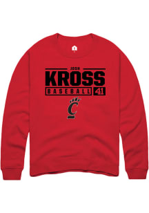 Josh Kross  Rally Cincinnati Bearcats Mens Red NIL Stacked Box Long Sleeve Crew Sweatshirt