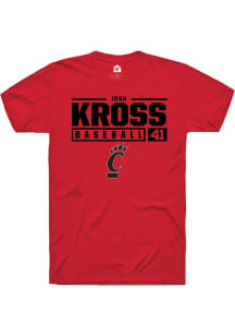 Josh Kross  Cincinnati Bearcats Red Rally NIL Stacked Box Short Sleeve T Shirt