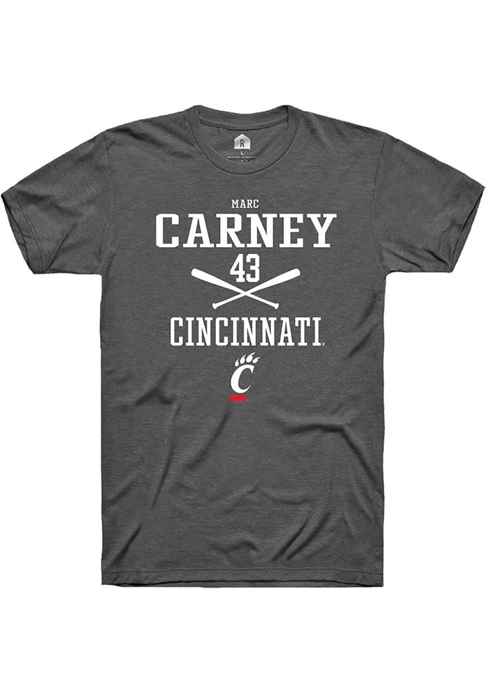 Marc Carney Cincinnati Bearcats Grey Rally NIL Sport Icon Short Sleeve T Shirt
