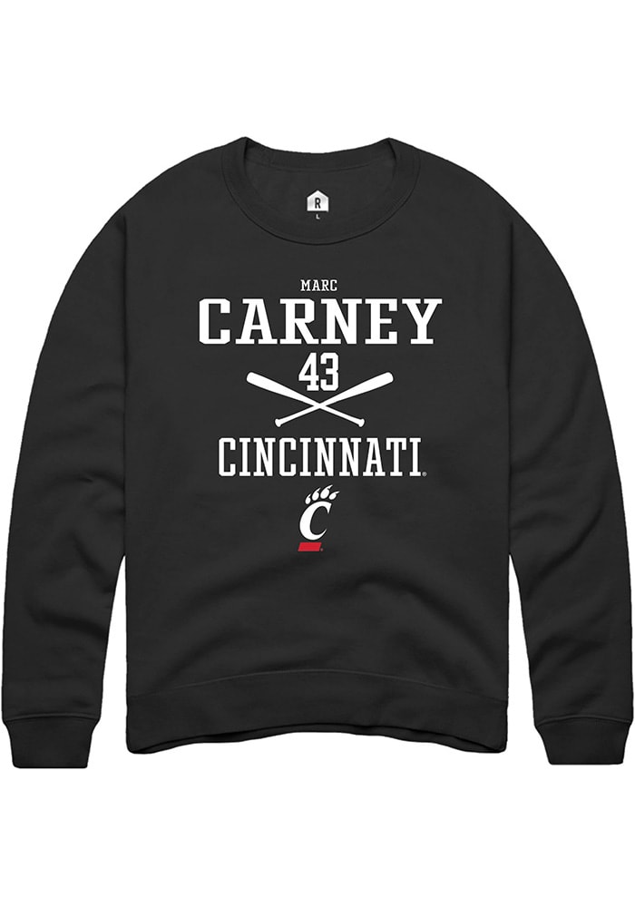 Marc Carney Rally Cincinnati Bearcats Mens Black NIL Sport Icon Long Sleeve Crew Sweatshirt