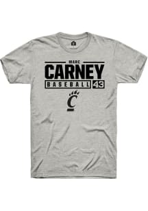 Marc Carney  Cincinnati Bearcats Ash Rally NIL Stacked Box Short Sleeve T Shirt