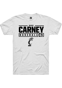 Marc Carney  Cincinnati Bearcats White Rally NIL Stacked Box Short Sleeve T Shirt