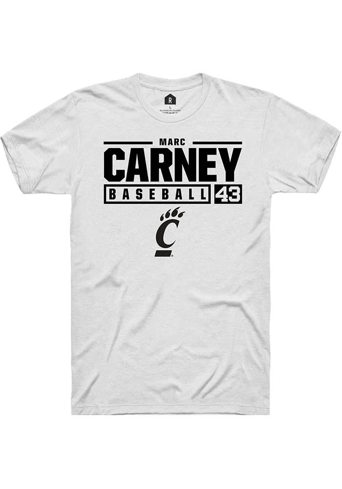 Marc Carney Cincinnati Bearcats White Rally NIL Stacked Box Short Sleeve T Shirt