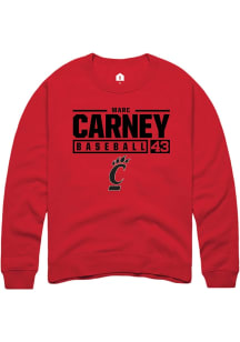 Marc Carney  Rally Cincinnati Bearcats Mens Red NIL Stacked Box Long Sleeve Crew Sweatshirt