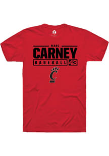 Marc Carney  Cincinnati Bearcats Red Rally NIL Stacked Box Short Sleeve T Shirt