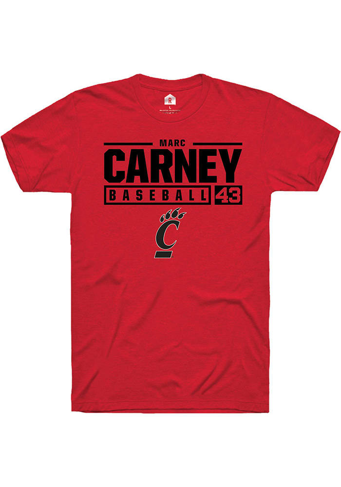 Marc Carney Cincinnati Bearcats Red Rally NIL Stacked Box Short Sleeve T Shirt