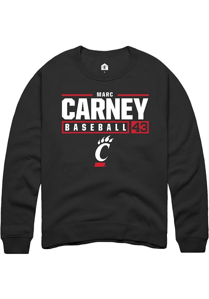 Marc Carney Rally Cincinnati Bearcats Mens NIL Stacked Box Long Sleeve Crew Sweatshirt