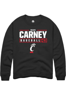 Marc Carney  Rally Cincinnati Bearcats Mens Black NIL Stacked Box Long Sleeve Crew Sweatshirt