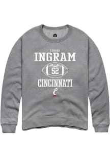 Connor Ingram  Rally Cincinnati Bearcats Mens Grey NIL Sport Icon Long Sleeve Crew Sweatshirt