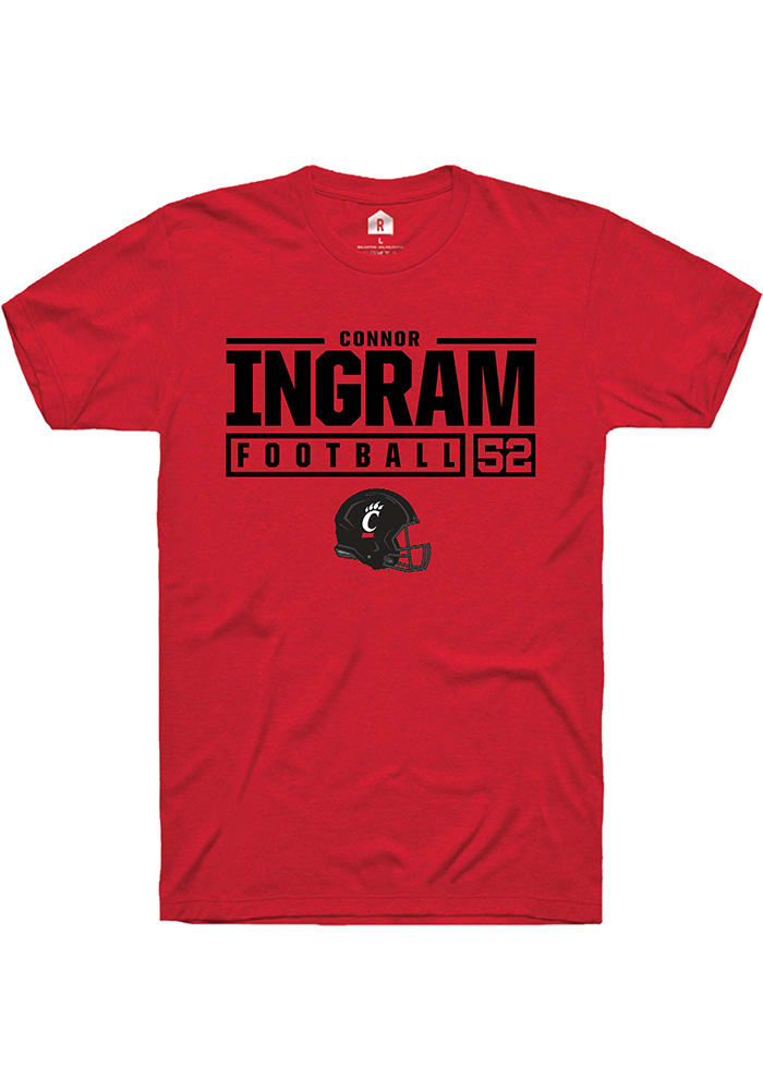 Connor Ingram Cincinnati Bearcats Red Rally NIL Stacked Box Short Sleeve T Shirt