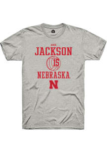 Andi Jackson Ash Nebraska Cornhuskers NIL Sport Icon Short Sleeve T Shirt