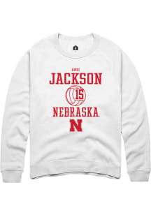 Andi Jackson Rally Mens White Nebraska Cornhuskers NIL Sport Icon Crew Sweatshirt