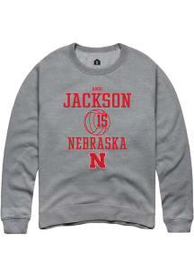 Andi Jackson Rally Mens Graphite Nebraska Cornhuskers NIL Sport Icon Crew Sweatshirt