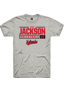 Andi Jackson  Nebraska Cornhuskers Ash Rally NIL Stacked Box Short Sleeve T Shirt