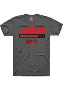 Andi Jackson  Nebraska Cornhuskers Dark Grey Rally NIL Stacked Box Short Sleeve T Shirt