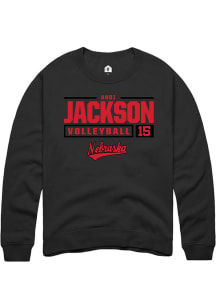 Andi Jackson  Rally Nebraska Cornhuskers Mens Black NIL Stacked Box Long Sleeve Crew Sweatshirt