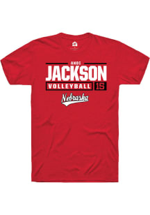 Andi Jackson  Nebraska Cornhuskers Red Rally NIL Stacked Box Short Sleeve T Shirt