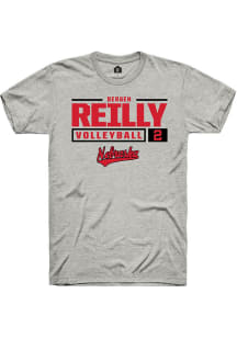 Bergen Reilly  Nebraska Cornhuskers Ash Rally NIL Stacked Box Short Sleeve T Shirt