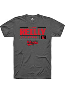 Bergen Reilly  Nebraska Cornhuskers Dark Grey Rally NIL Stacked Box Short Sleeve T Shirt