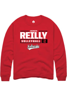 Bergen Reilly  Rally Nebraska Cornhuskers Mens Red NIL Stacked Box Long Sleeve Crew Sweatshirt