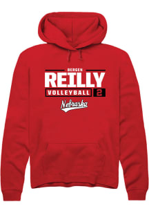 Bergen Reilly  Rally Nebraska Cornhuskers Mens Red NIL Stacked Box Long Sleeve Hoodie